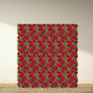 Red Rose and Peonies Flower Wall