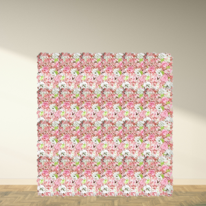 Pink Rose and Peonies Flower Wall with Eucalyptus
