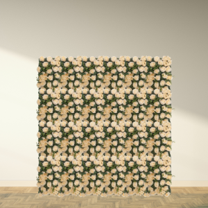 Peach Rose and Hydrangea Flower Wall with Eucalyptus