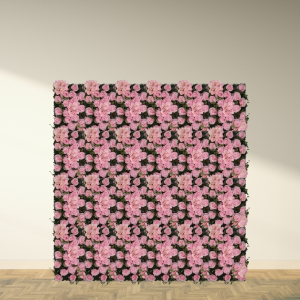 Pink Rose and Hydrangea Flower Wall with Eucalyptus