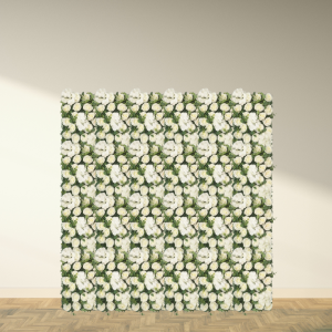 White & Ivory Rose and Hydrangea Flower Wall with Eucalyptus